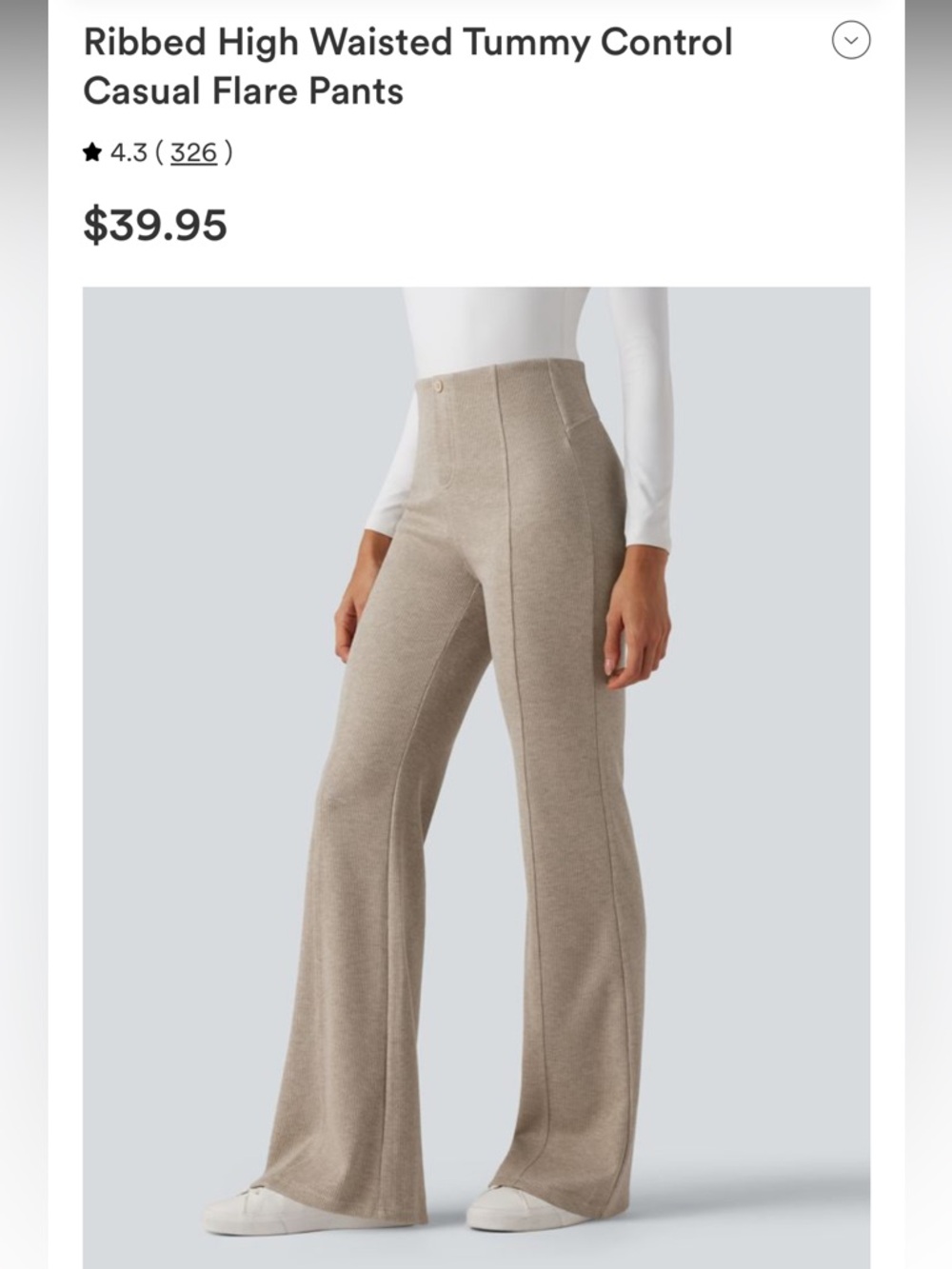 Halara Ribbed High-Waist Tummy Control Flare Pants